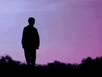 purple sky, art, alone, man, top, success, business, youth